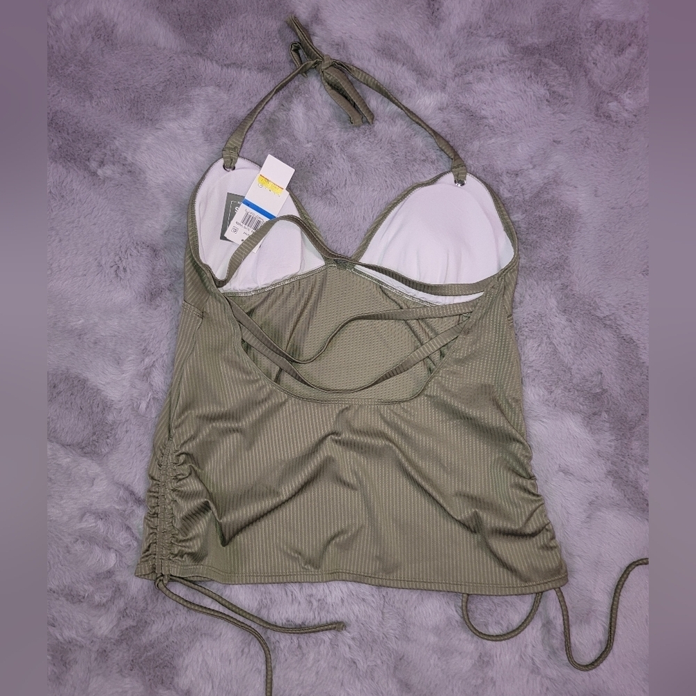 NWT Salt + Cove Green Halter Bathing Suit Top - Picture 3 of 3